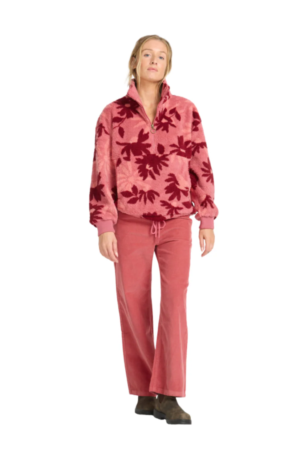 Billabong Time Off Half Zip Polar Fleece Mauve Rose - Image 2