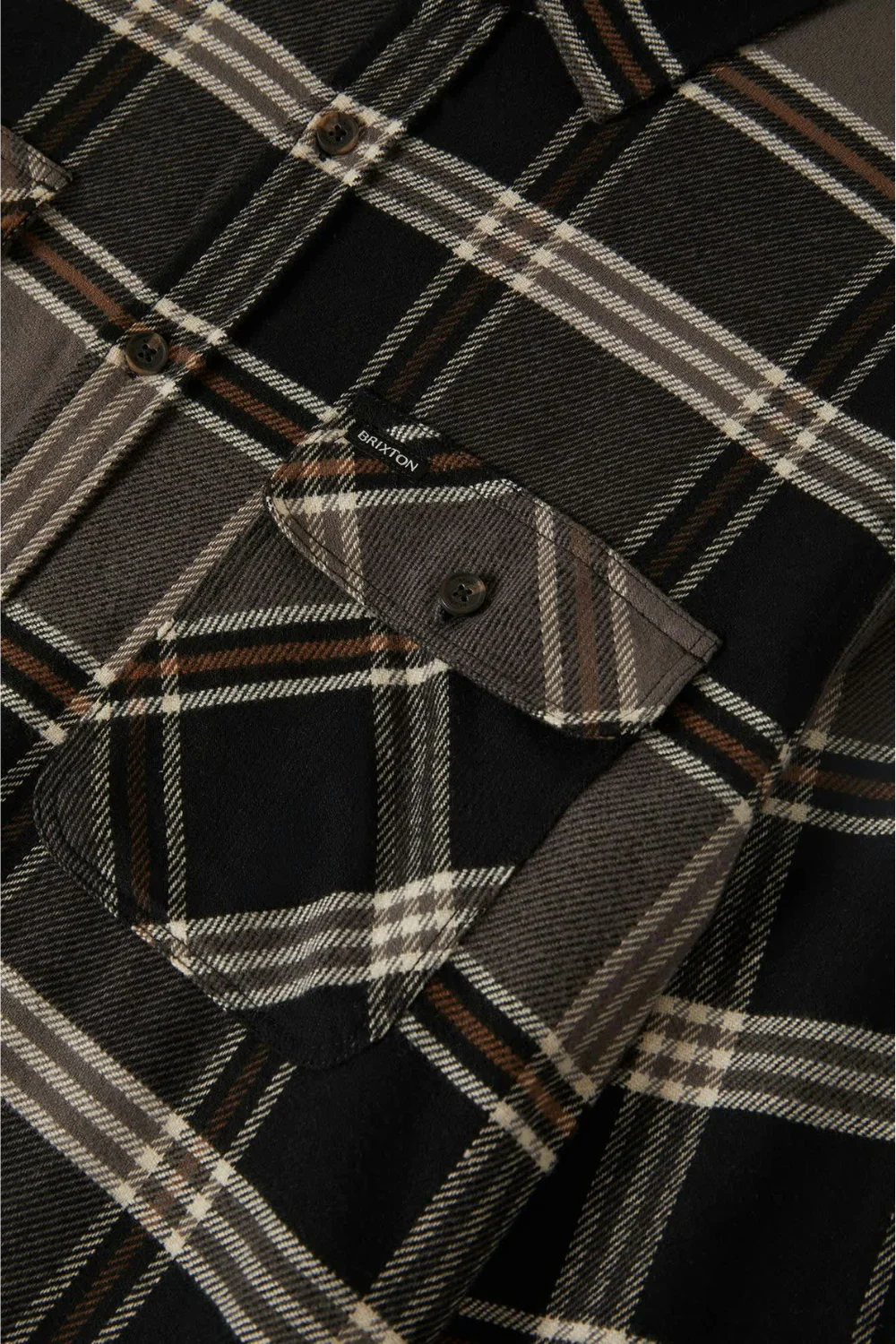 Brixton Bowery Flannel Shirt Black Charcoal Pinecone - Image 6