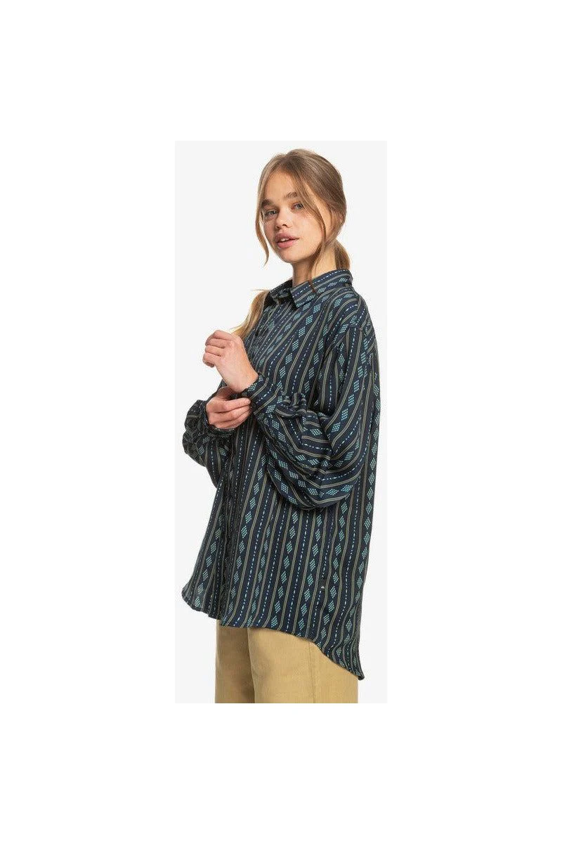 Quiksilver Diamond Stripe Long Sleeve Navy Shirt - Image 2