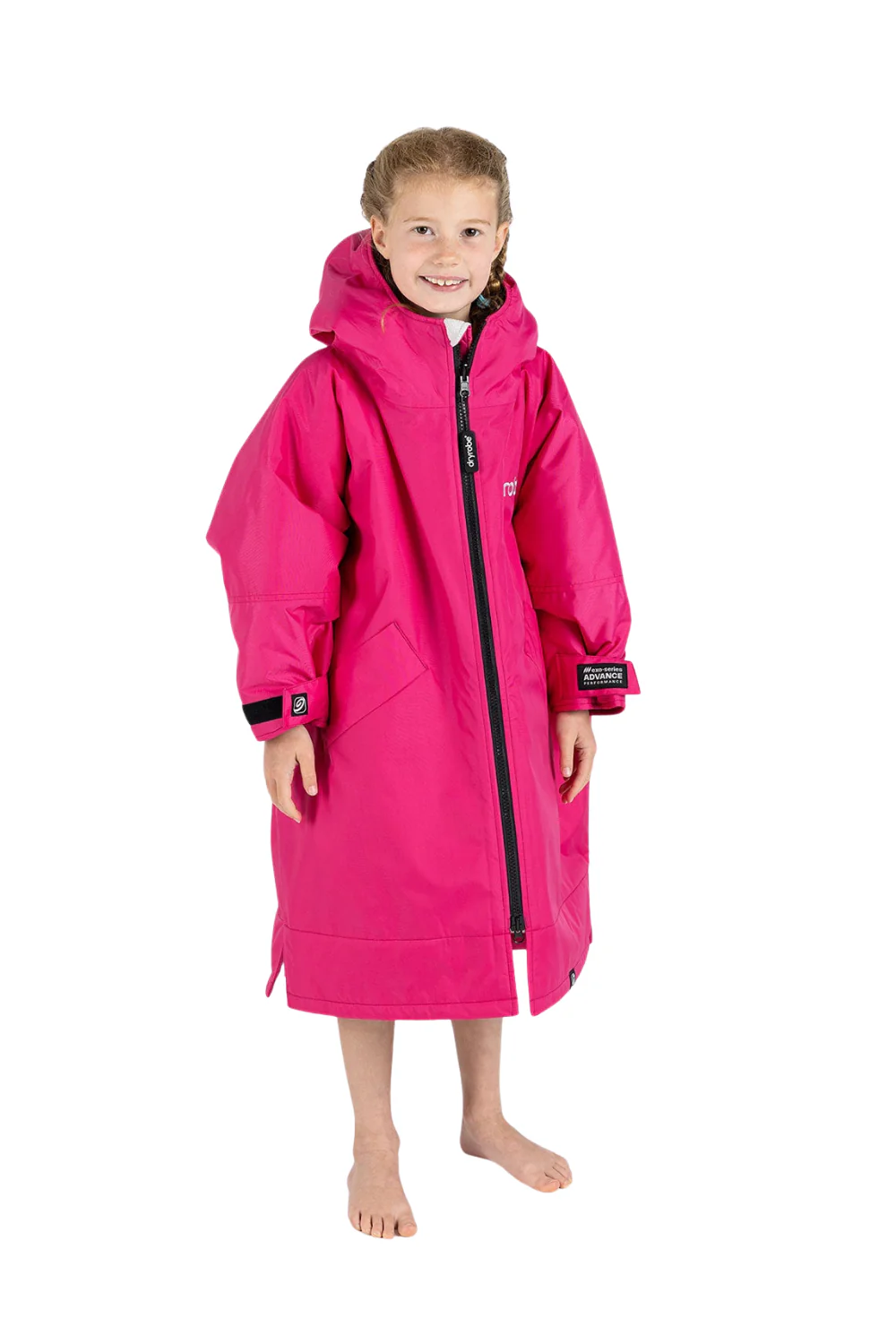 Dryrobe Advance Kids Long Sleeve Changing Robe Pink Light Grey