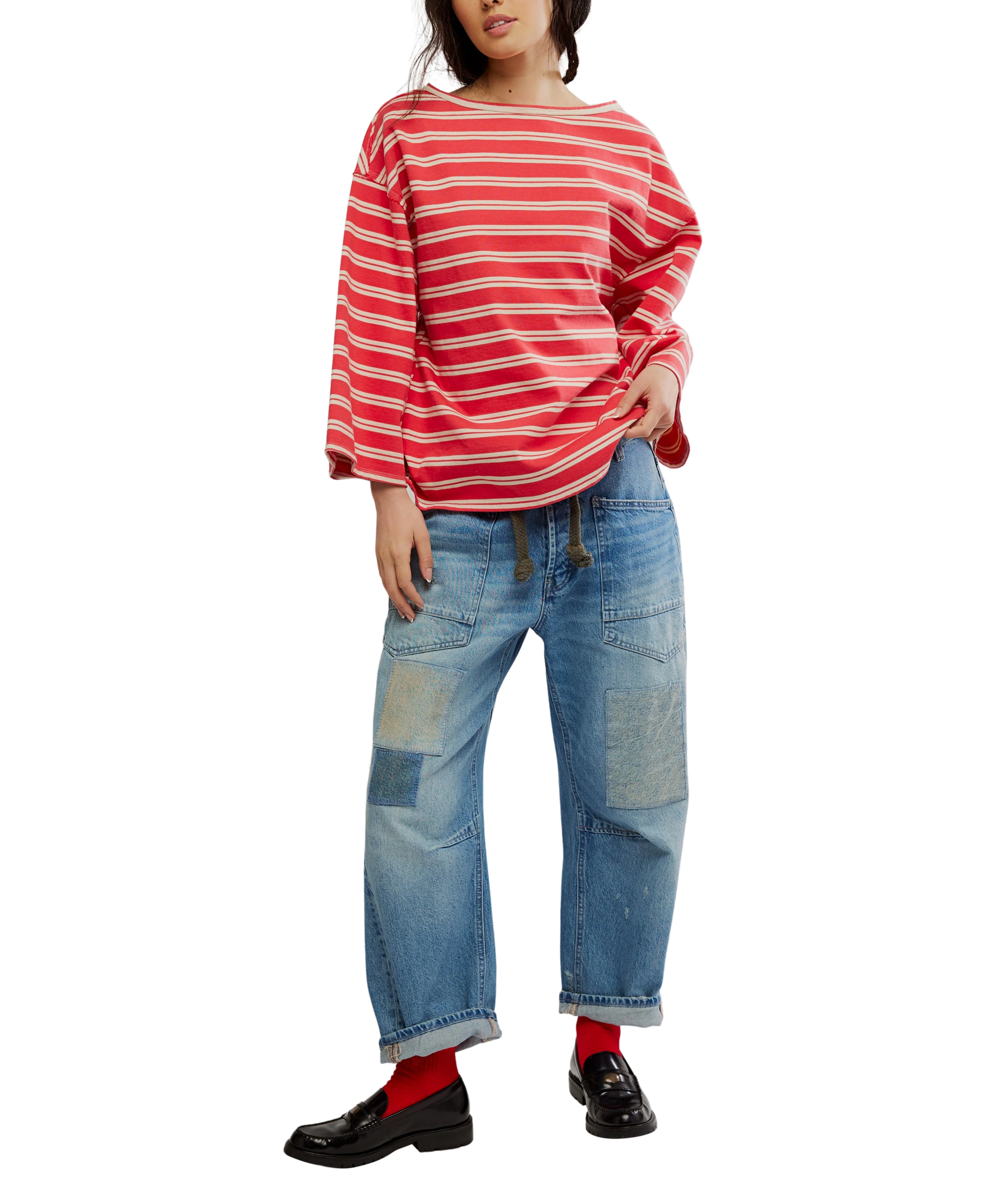Free people Cest La Vie T-Shirt Red Combo - Image 4