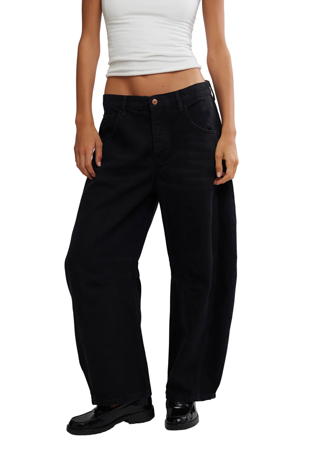 Free People Good Luck Mid Rise Womens Barrel Jeans Soundwave - Image 2