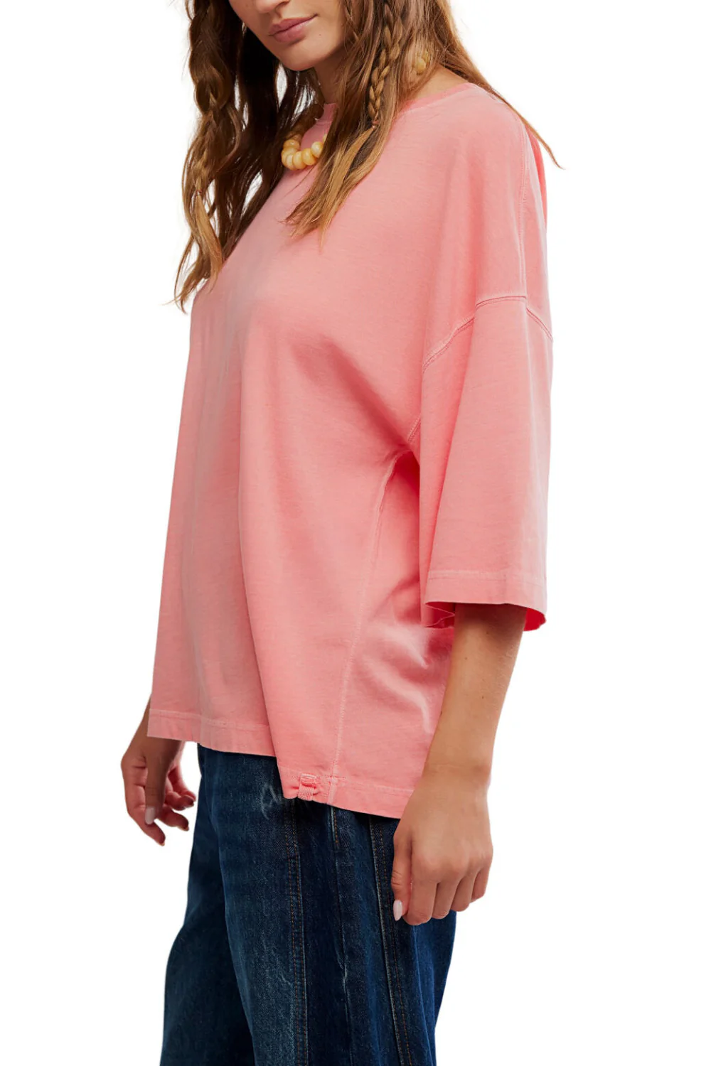 Free People Perfect Oversized T-Shirt Coral Crimson - Image 3