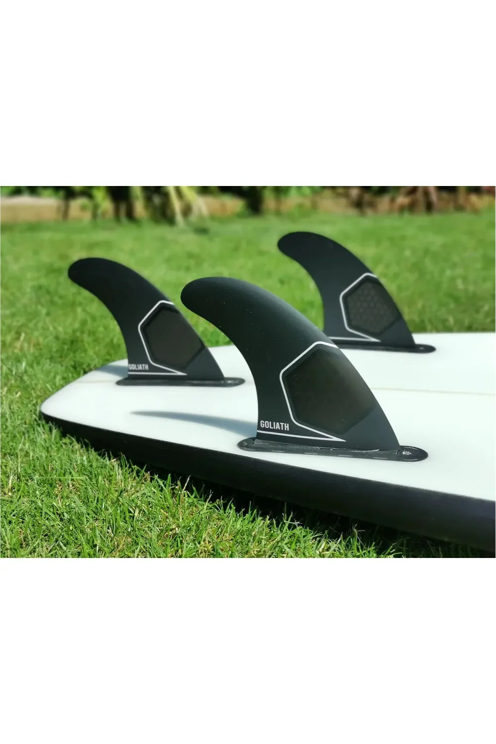 Goliath Honeycomb Thruster Set single tab (Futures compatible) Surfboard Fins Black - Image 2