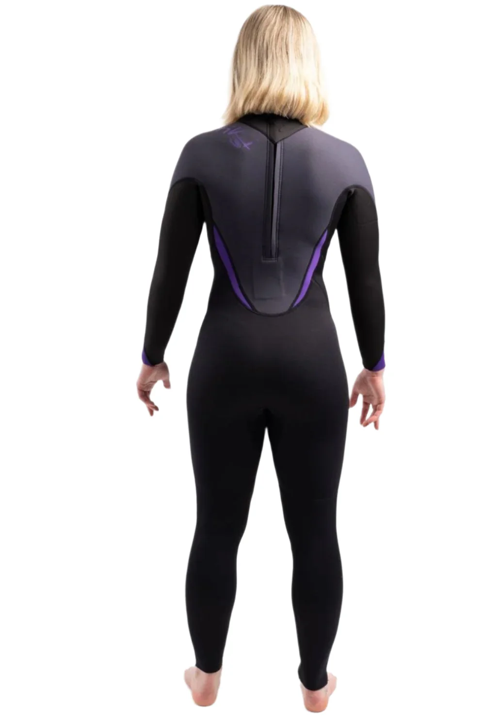 Tiki Tech Women's 3/2 Back Zip Wetsuit In Black & Purple - Image 2