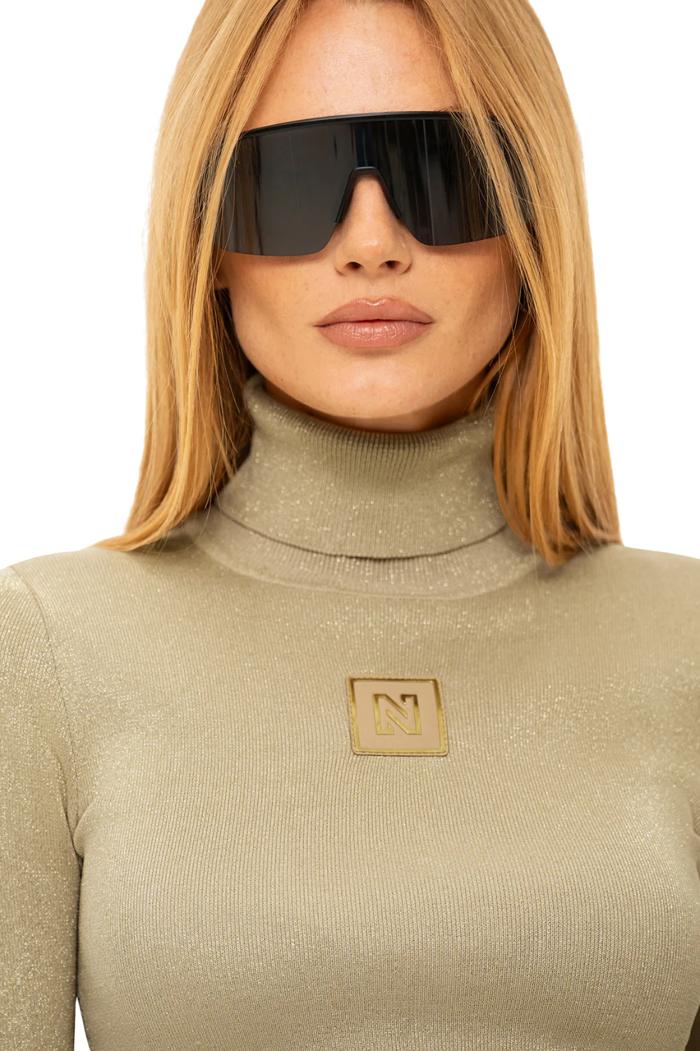 Nikkie Noroton Shiny Turtleneck Base Layer Top Gold - Image 2
