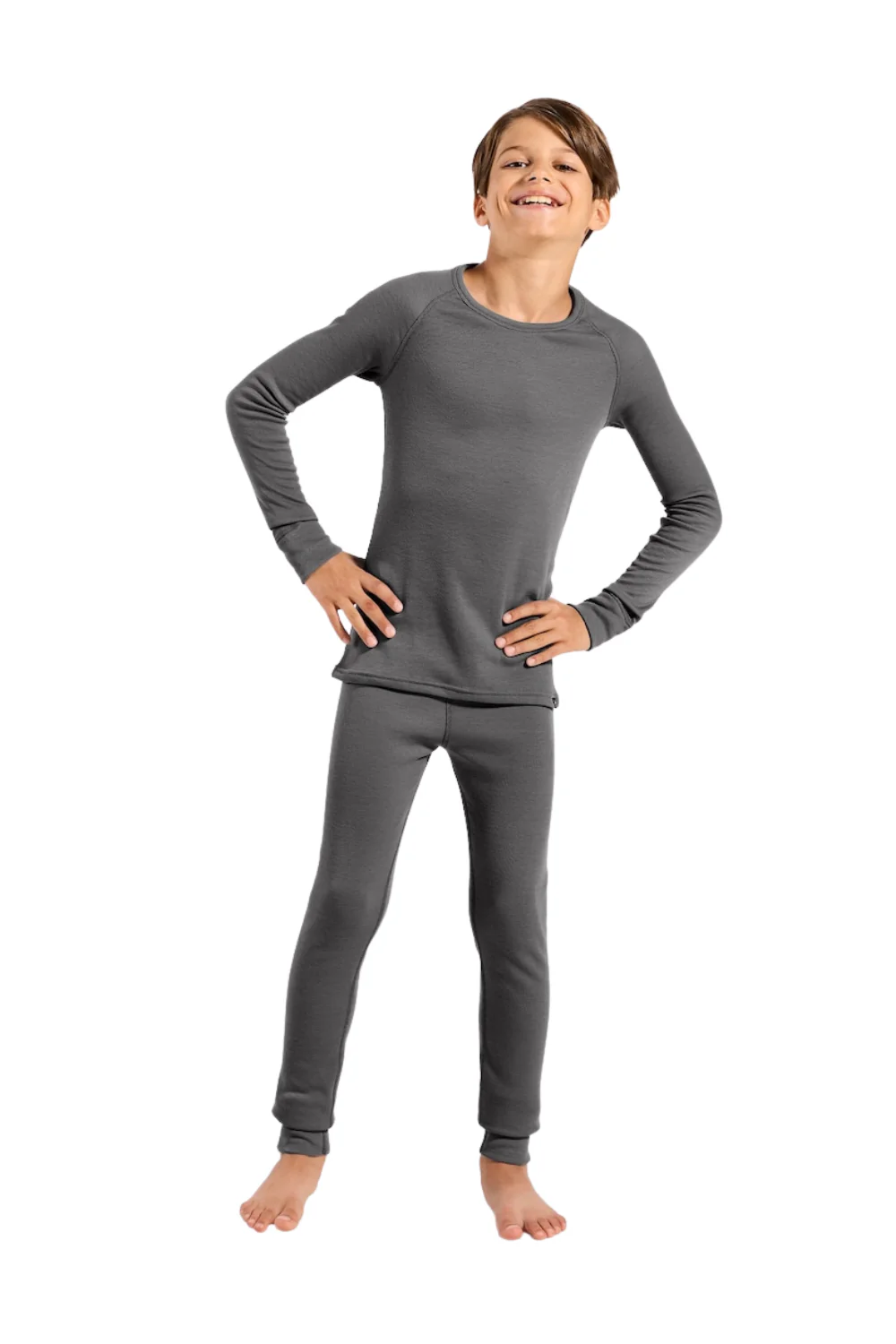 Odlo Active Warm Kids Base Layer Top Steel Grey Melange - Image 3