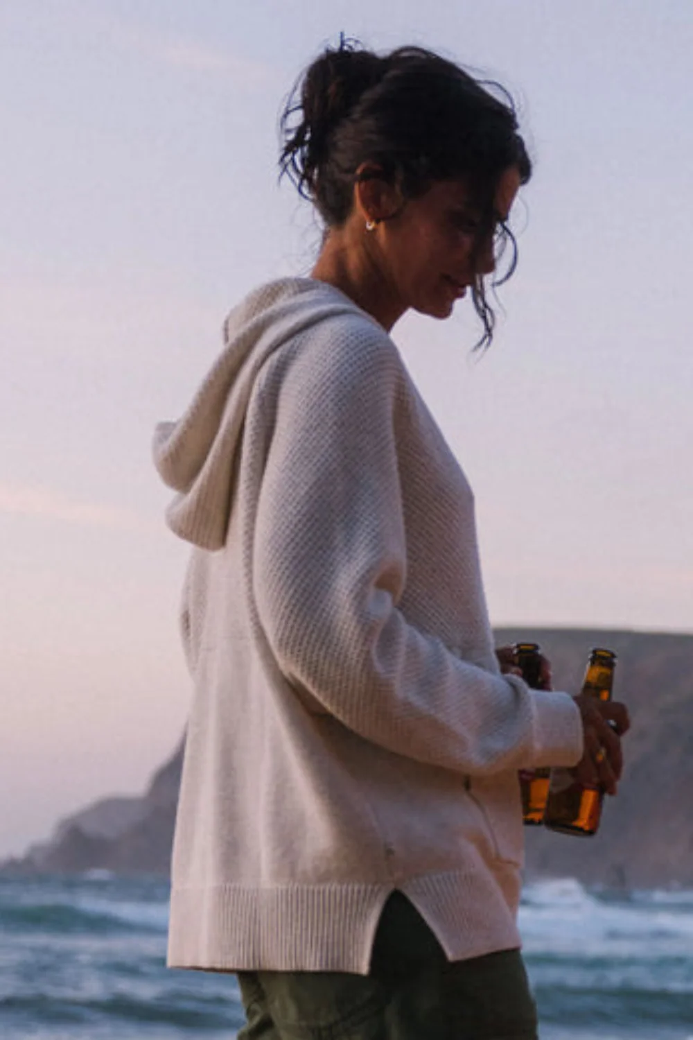 Passenger Cove Organic Cotton Knitted Hoodie Off White - Image 4
