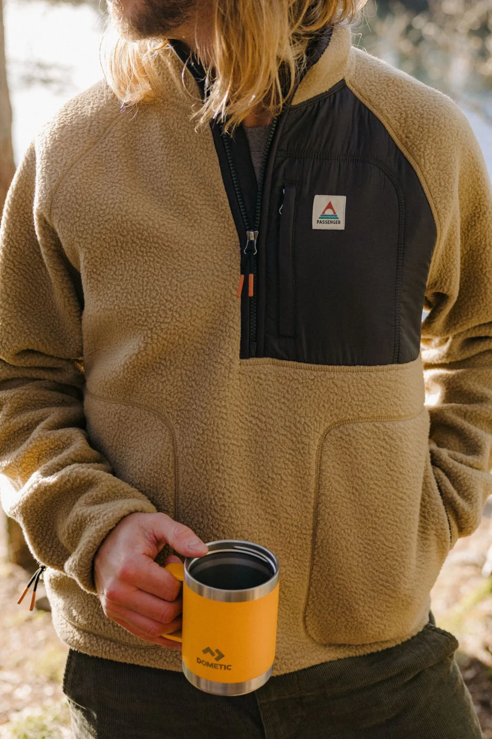 Passenger Offgrid 2.0 1/2 Zip Mens Recycled Sherpa Fleece Biscuit - Image 2