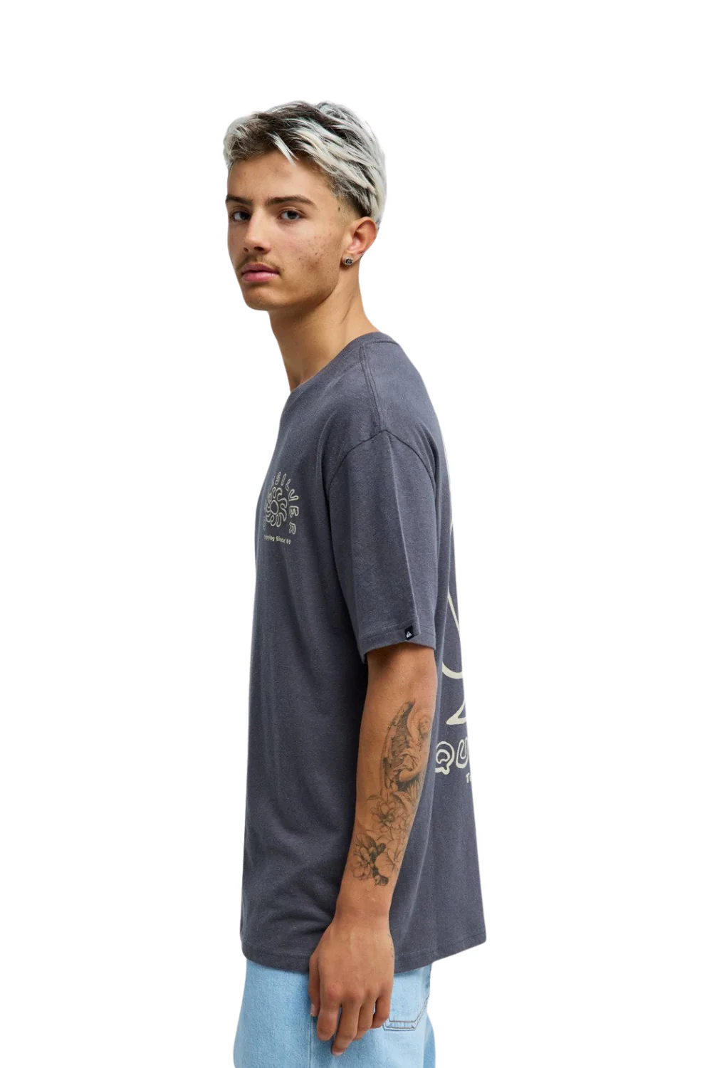 Quiksilver Curve Palm Mens T-Shirt Iron Gate - Image 3