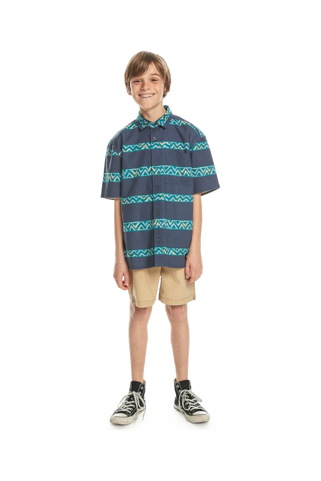 Quiksilver Dalnavert Short Sleeve Shirt Youth Crown Blue Heritage Stripe - Image 3