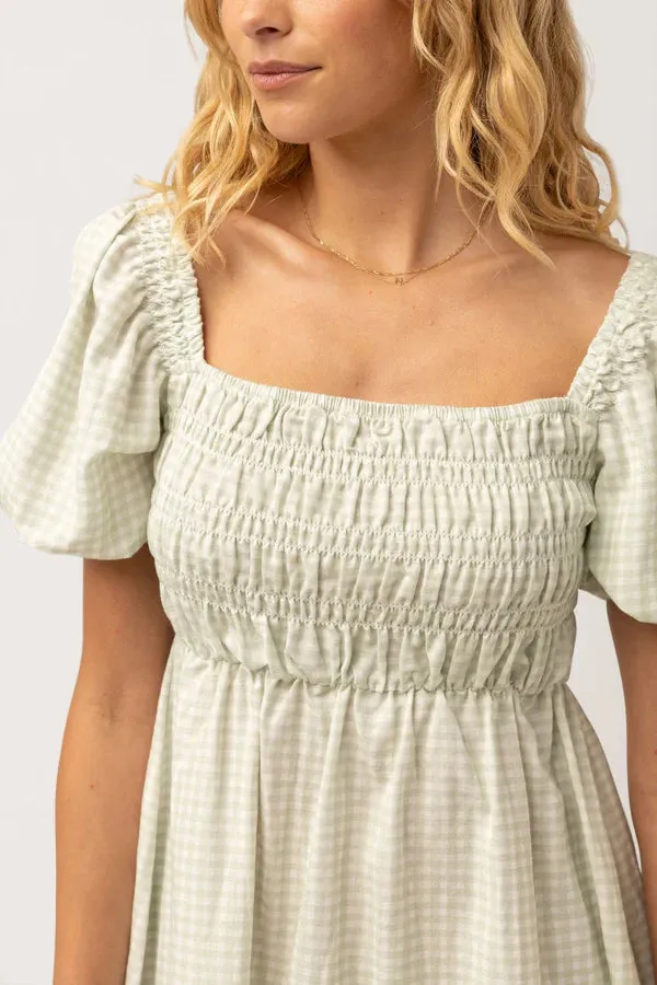 Rhythm Maisy Check Mini Dress Sage - Image 3