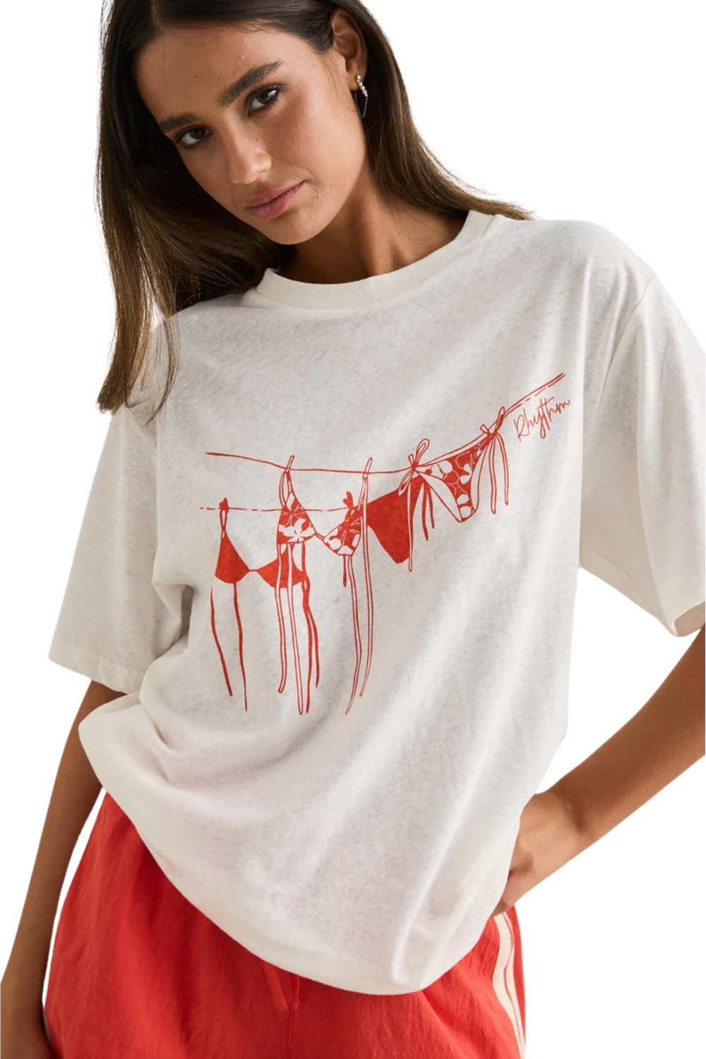 Rhythm Melia Womens Oversized T-Shirt Red - Image 3