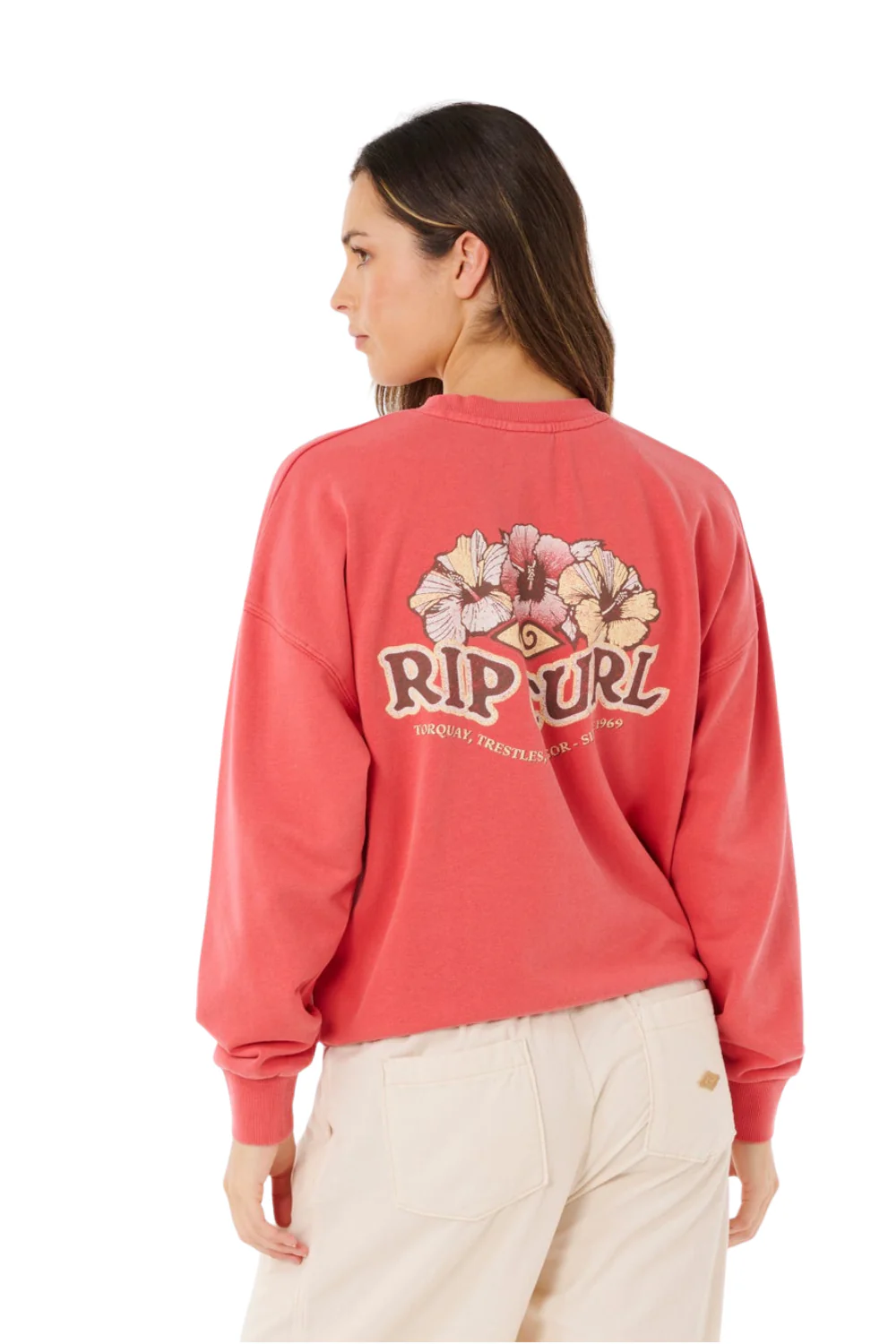 Rip Curl Bells Heritage Womens Crewneck Sweatshirt Deep Red