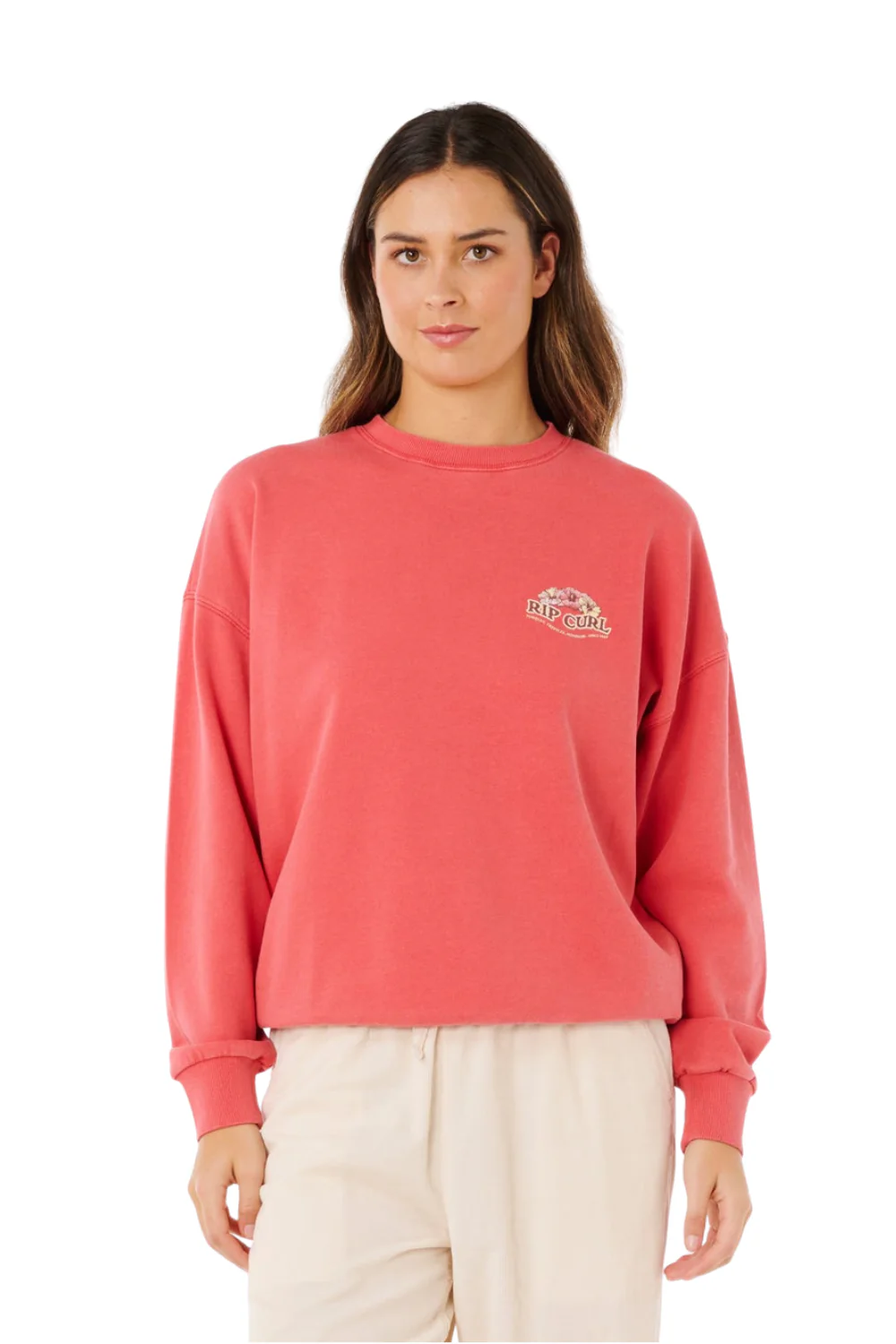 Rip Curl Bells Heritage Womens Crewneck Sweatshirt Deep Red - Image 2