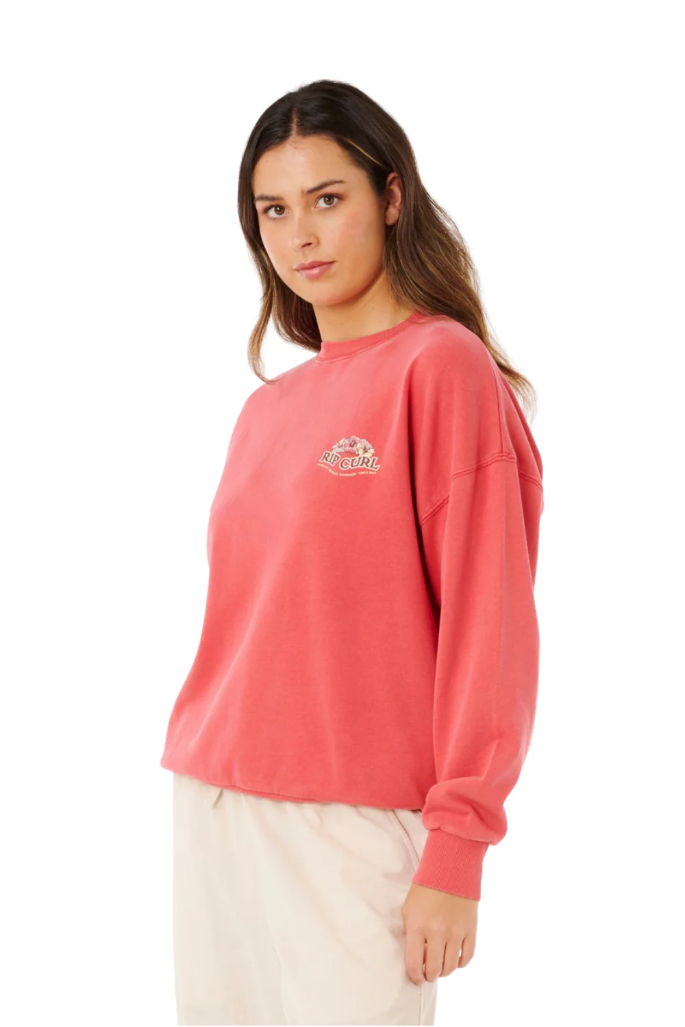 Rip Curl Bells Heritage Womens Crewneck Sweatshirt Deep Red - Image 3