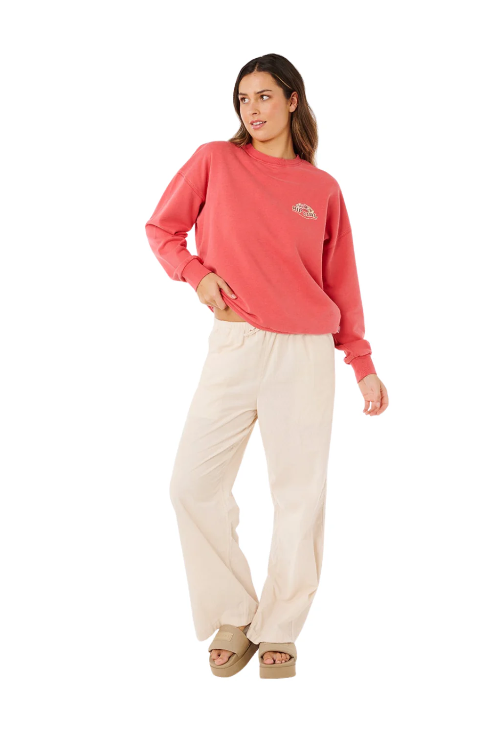 Rip Curl Bells Heritage Womens Crewneck Sweatshirt Deep Red - Image 5