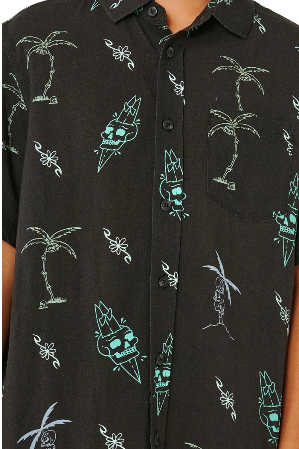 Rip Curl Eternal Shred Boys Short Sleeve Shirt Washed Black - Image 4