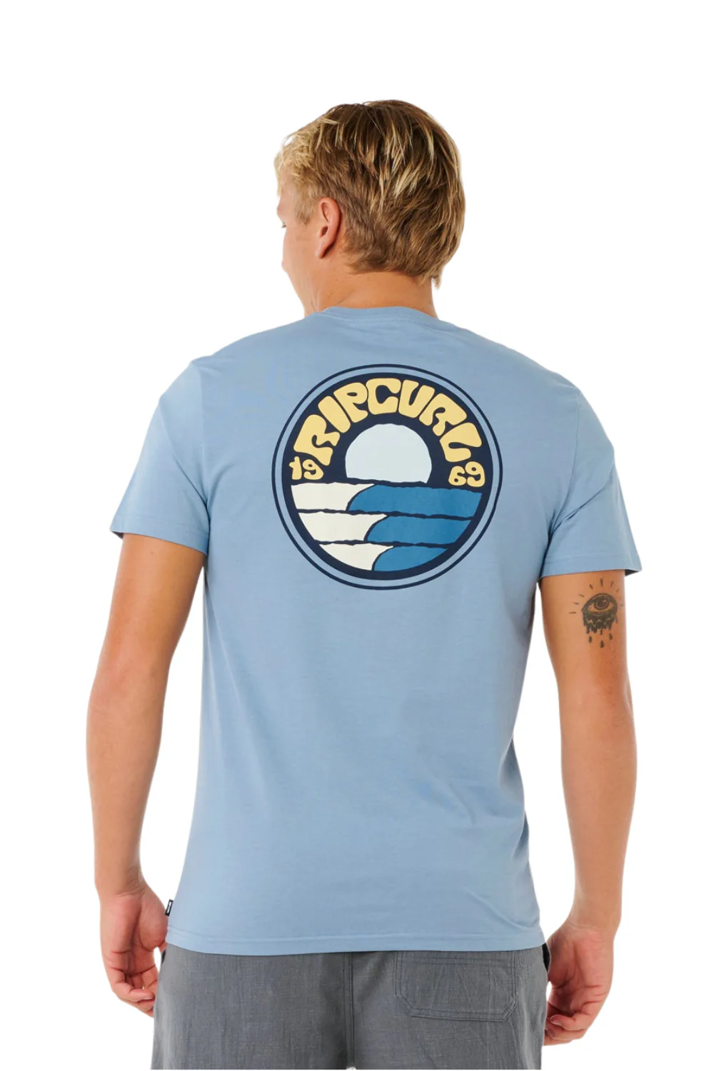 Rip Curl Pacific Rinse Stacked Mens T-Shirt Faded Denim