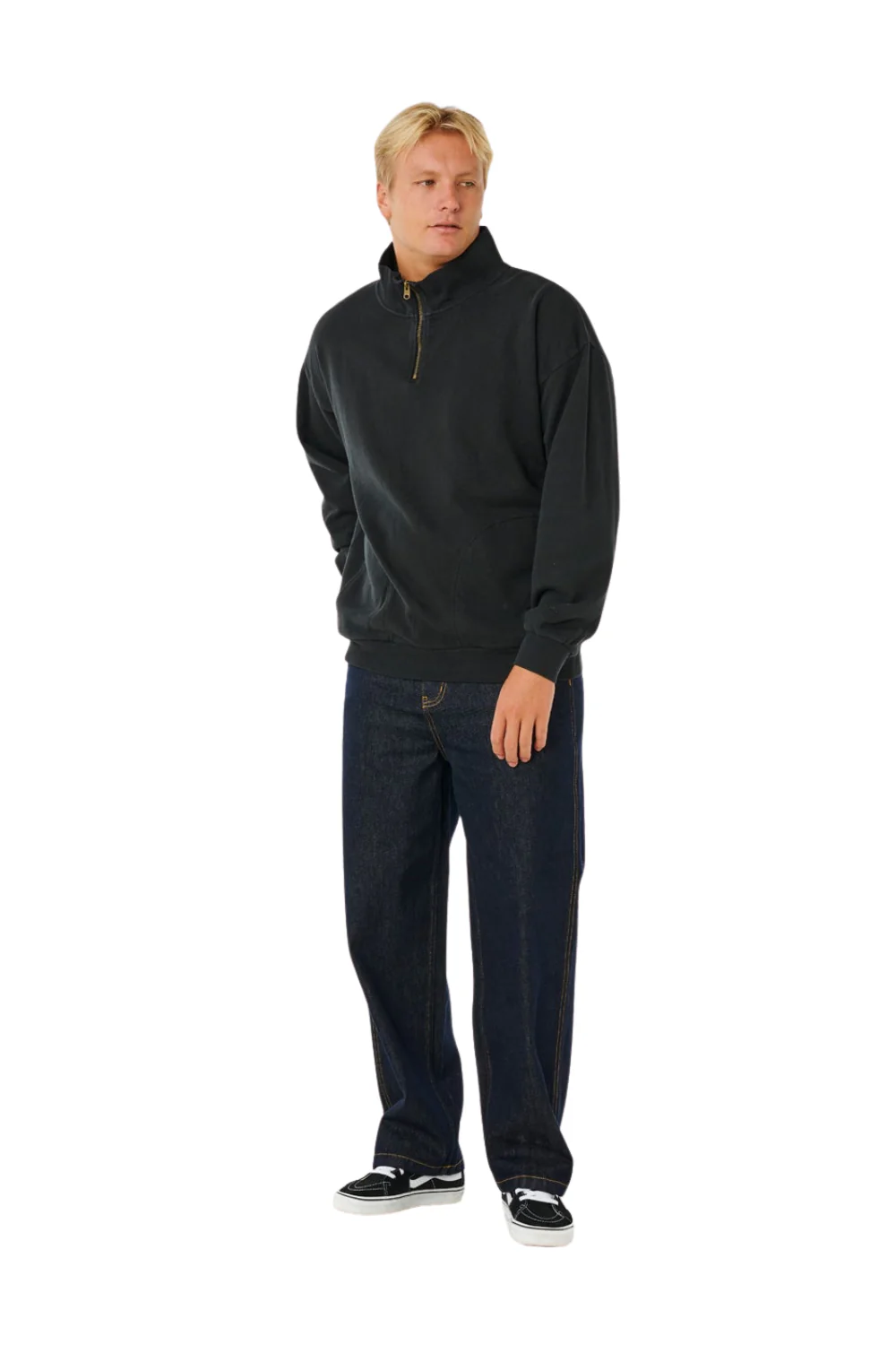 Rip Curl Premium Surf Mens 1/4 Zip Crew Black - Image 6