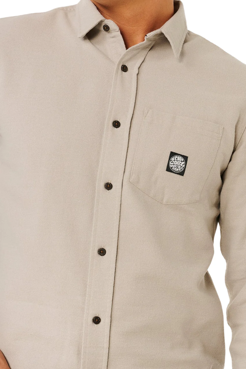 Rip Curl Premium Surf Mens Long Sleeve Shirt Stone - Image 5