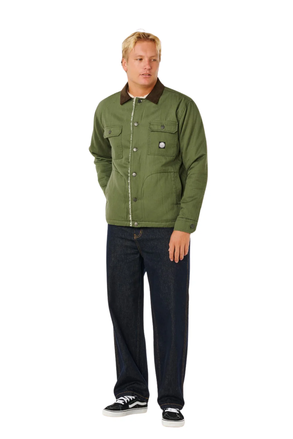 Rip Curl Premium Surf Mens Sherpa Jacket Dark Olive - Image 6