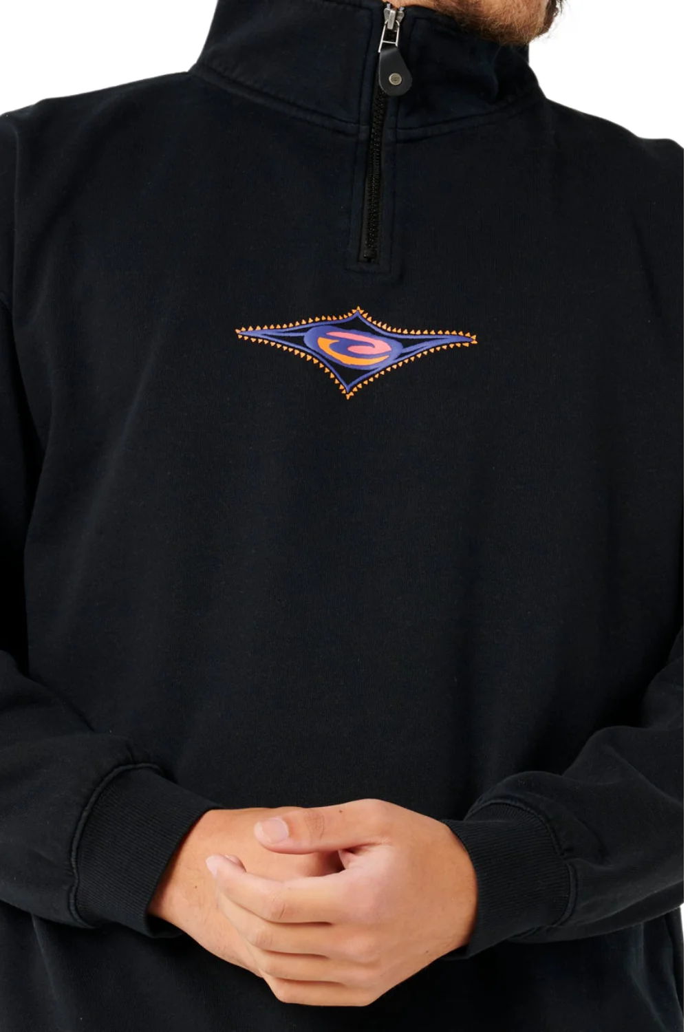 Rip Curl Raw Energy 1/4 Zip Crew Fleece Black - Image 5