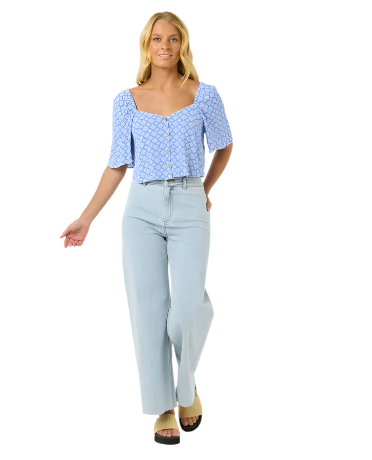 Rip Curl San Carlos Button Through Top Blue - Image 4