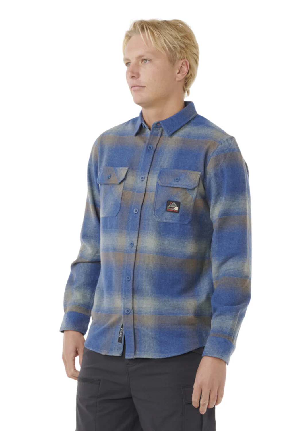 Rip Curl Search Wool Flannel Shirt Light Navy - Image 4