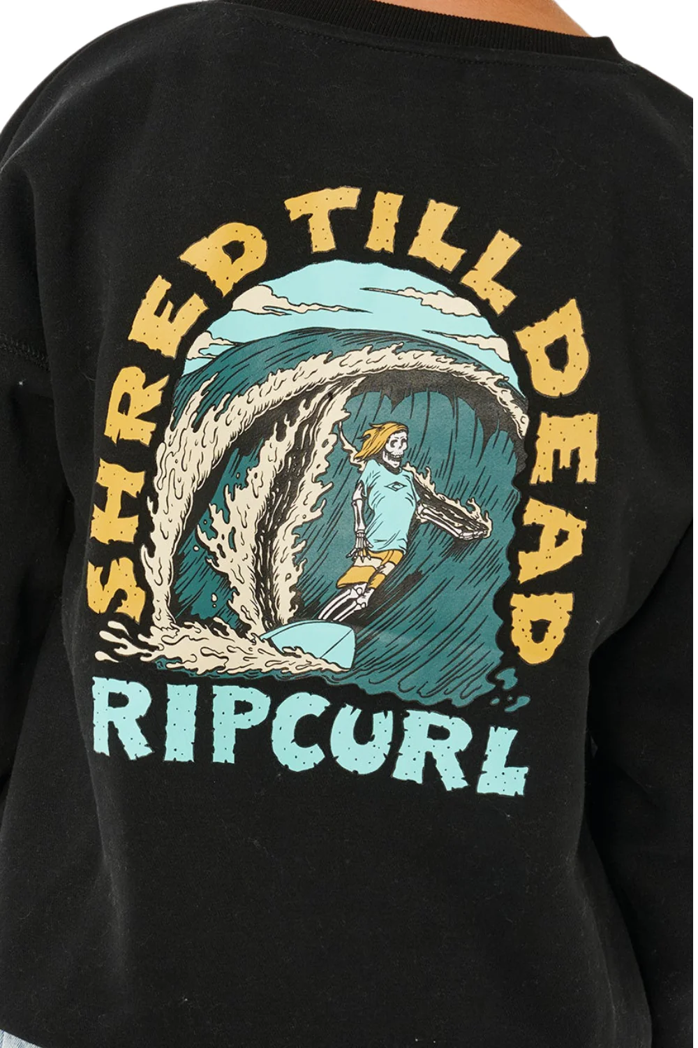 Rip Curl Shred Till Dead Boys Crewneck Sweatshirt Black - Image 5
