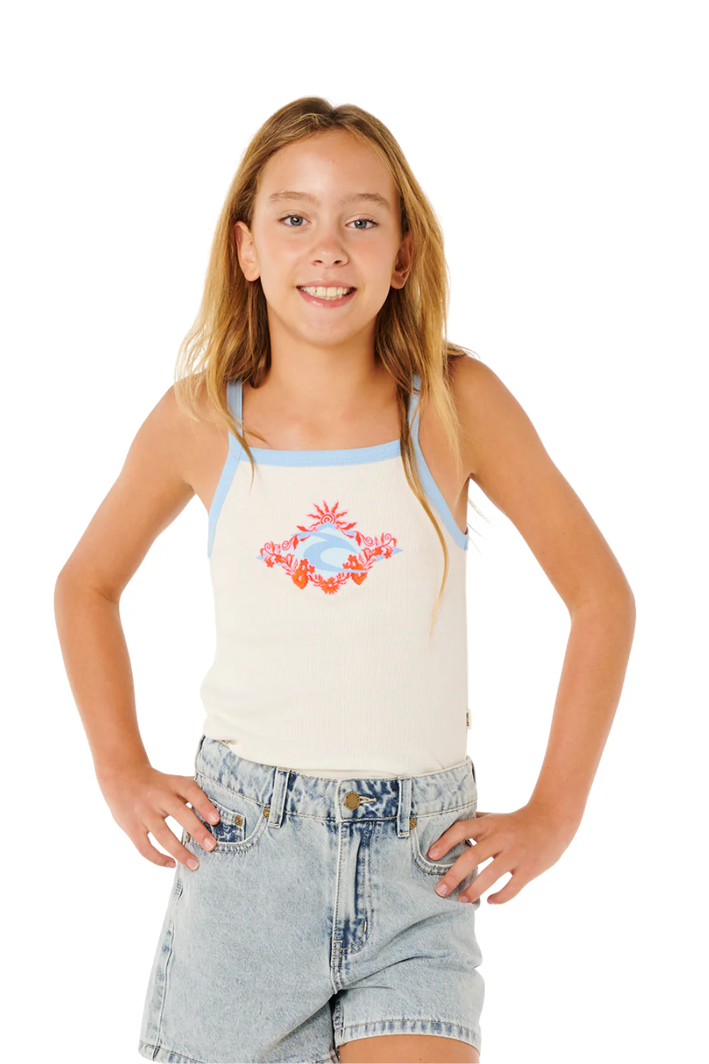 Rip Curl Sunshine Squad Girls Rib Tank Top Bone