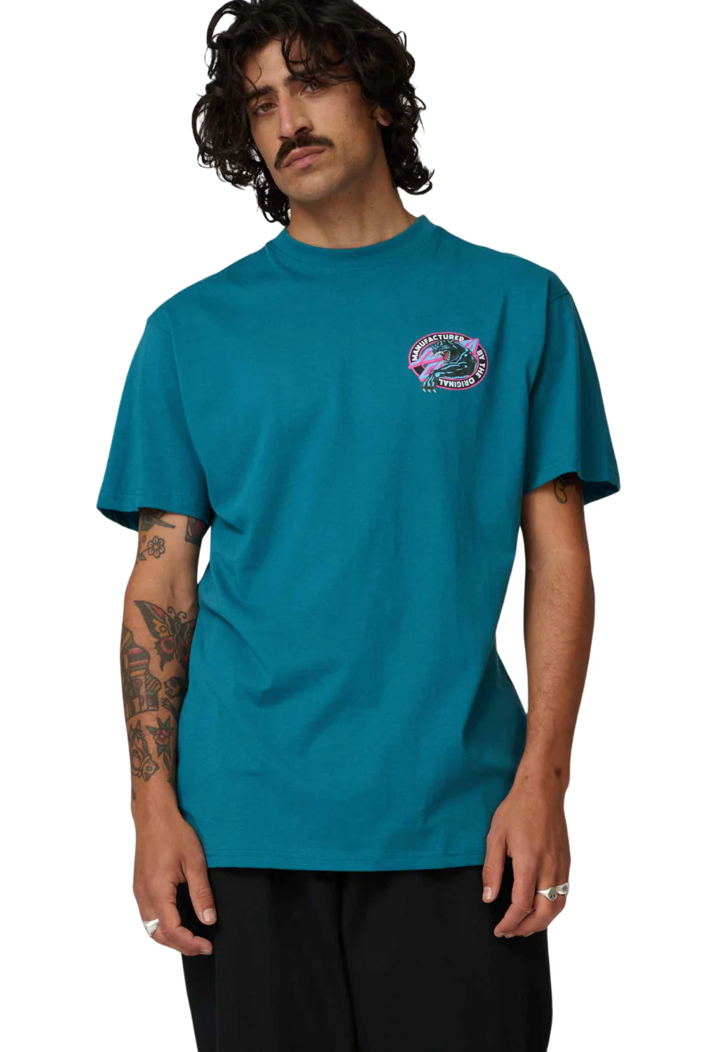 Santa Cruz Natas Sketch Panther Mens T-Shirt Teal - Image 2