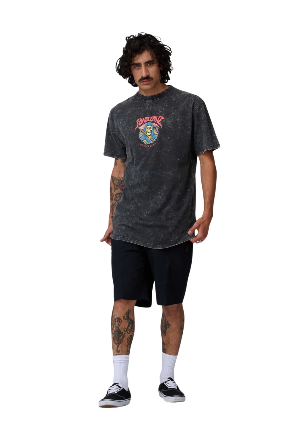 Santa Cruz Out Of Time Mens T-Shirt Black Acid Wash - Image 4