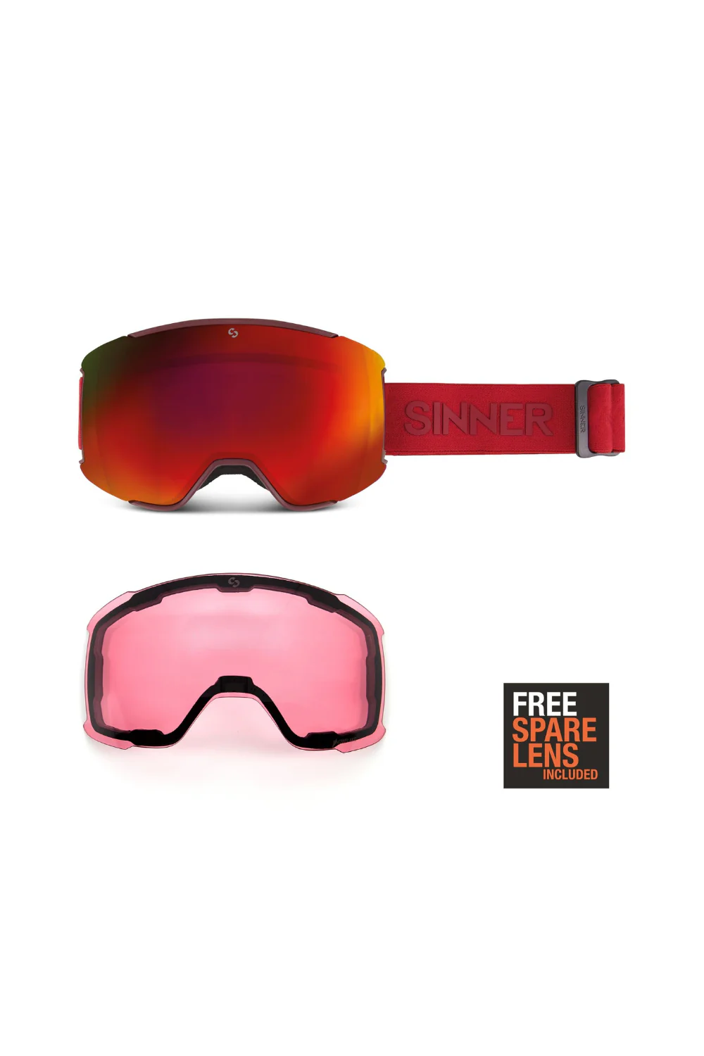 Sinner Snowflake Snow Goggles Matte Burgundy - Image 3