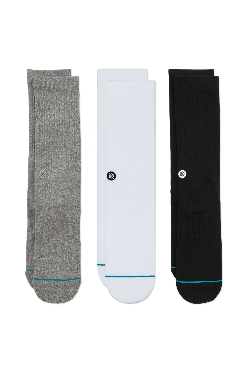Stance Icon Crew Socks 3 Pack Black/White/Grey