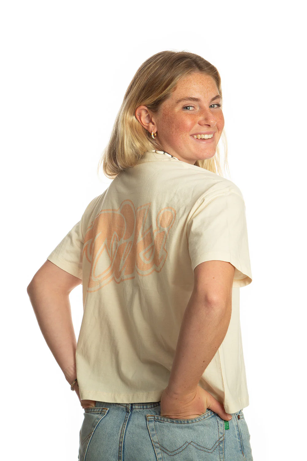 Tiki Retro Palm T-Shirt Beige - Image 3