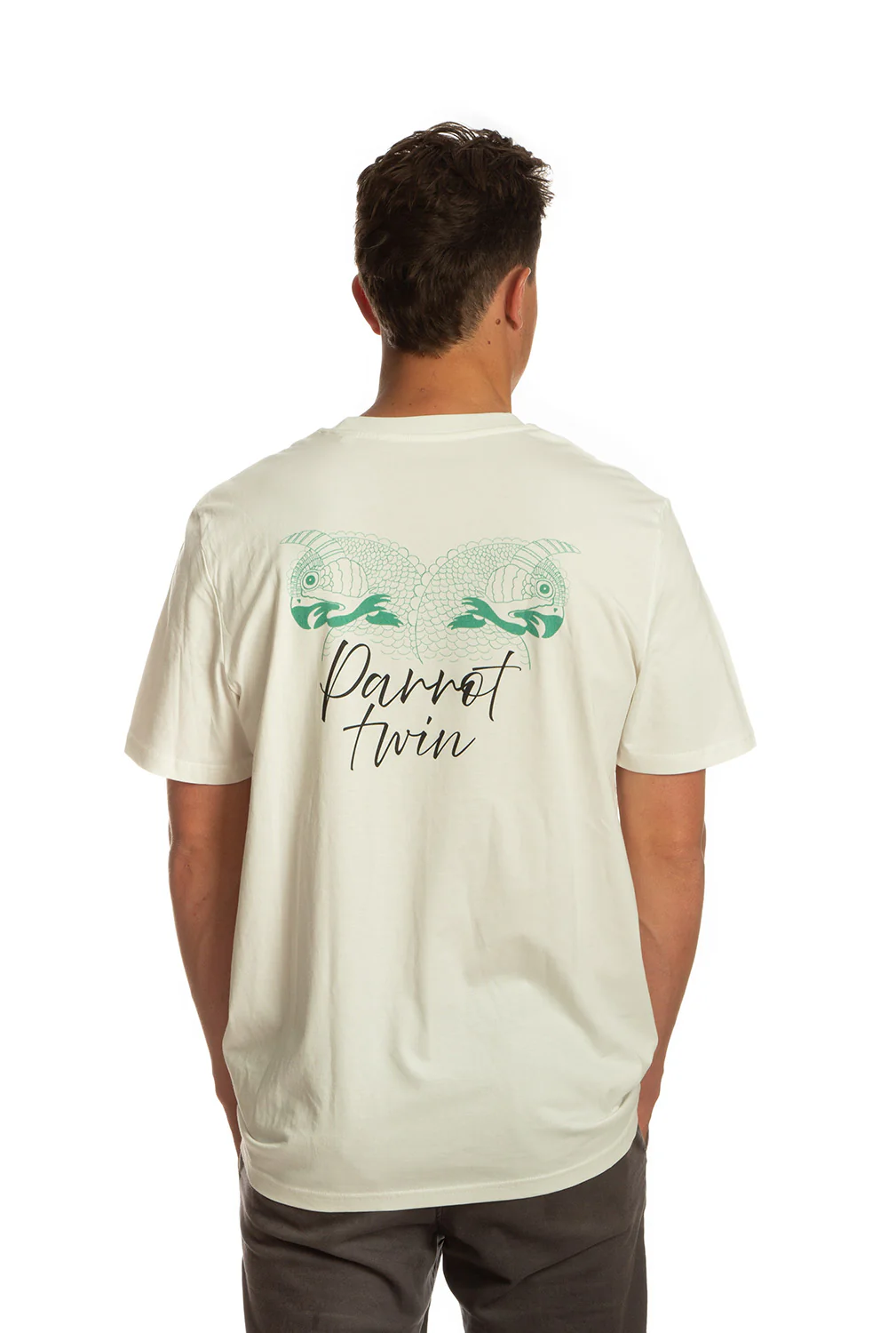 Tiki Twin Parrot Short Sleeve T-Shirt Off White - Image 5