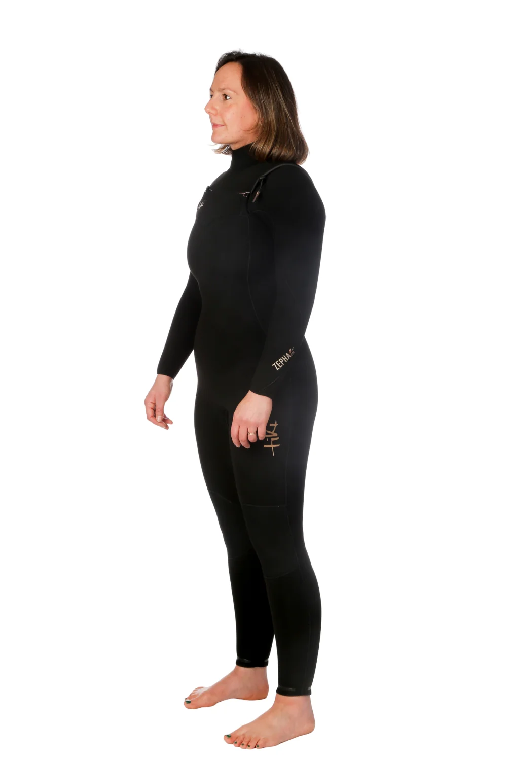 Tiki Zepha Eco 4/3 Womens Yulex Chest Zip Wetsuit Black - Image 6