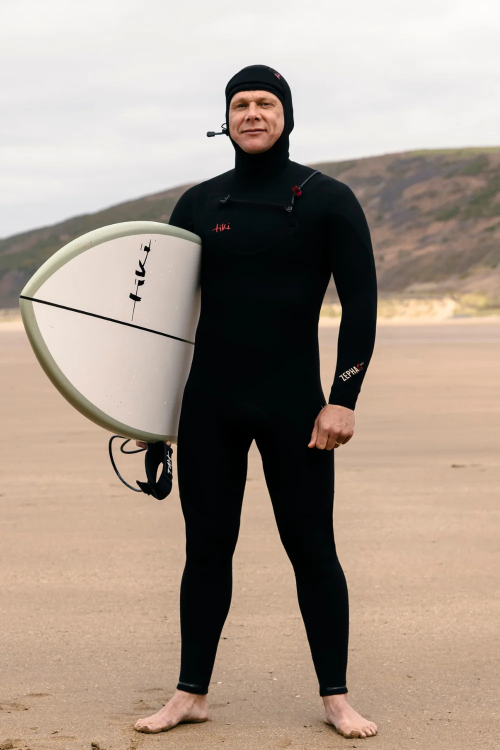 Tiki Zepha Eco 5/4/3 Mens Yulex Chest Zip Hooded Wetsuit Black