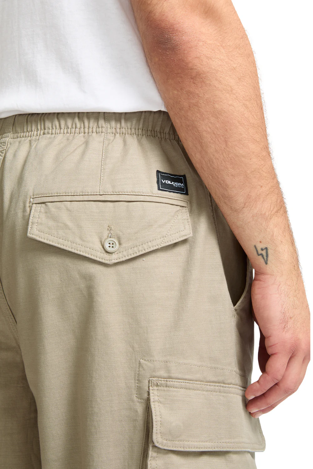 Volcom Billow Tapered Elasticated Waist Cargo Trousers Khaki - Image 3