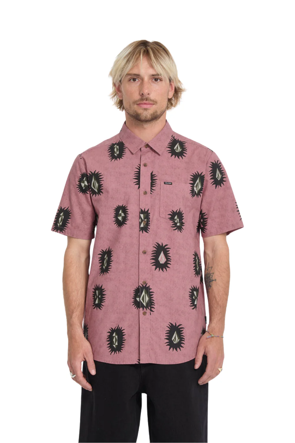 Volcom Markerstone Mens Short Sleeve Shirt Stone Rose