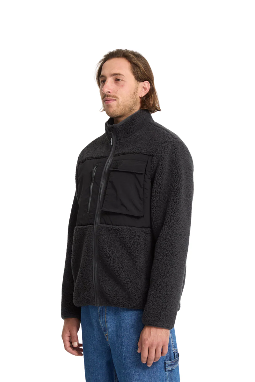 Volcom Mens Storm Stone Full Zip Fleece Jacket Asphalt Black - Image 3