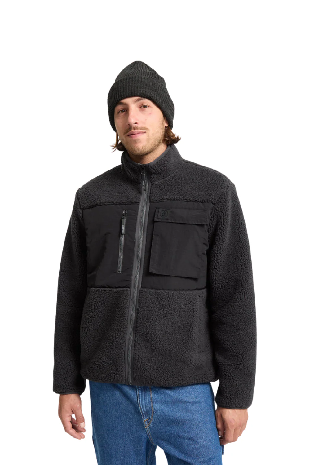 Volcom Mens Storm Stone Full Zip Fleece Jacket Asphalt Black - Image 6